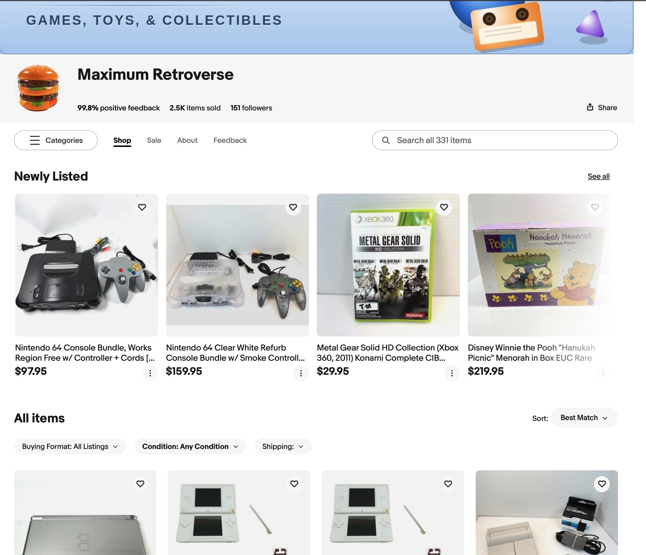 Maximum Retroverse eBay storefront